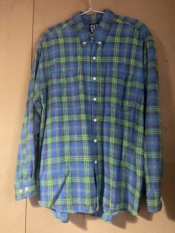 90s 올드 GAP 플란넬 셔츠 버튼 다운 size L 빅 택