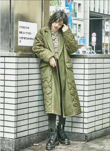 jouetie 퀼팅 코트 카키