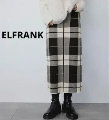ELFRANK 엘프랭크 체크 니트 미디엄 기장 타이트 스커트 F
