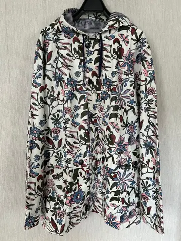 요트 후드티 후드 부착 꽃무늬 프린트