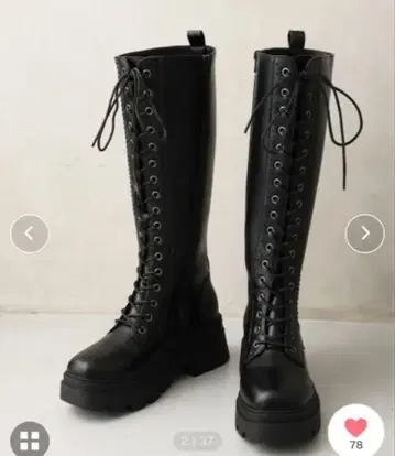 DEMETER 블랙 레이스업 롱 부츠