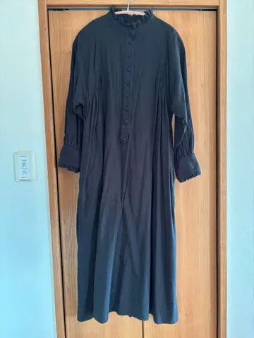 PORTOM 블랙 롱 원피스 면 100%