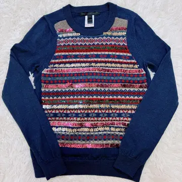 [ 새상품급 ] 마크제이콥스 니트 올 패턴 긴팔 울 네이비