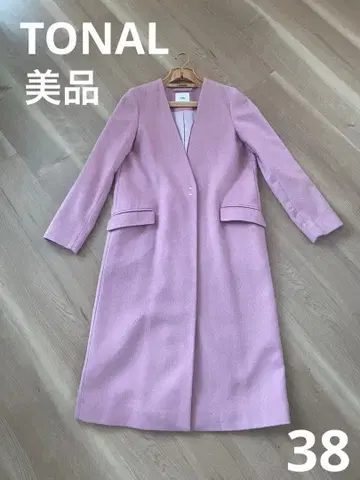 새상품급 TONAL 토널 비버 노카라 롱 코트 울 100%
