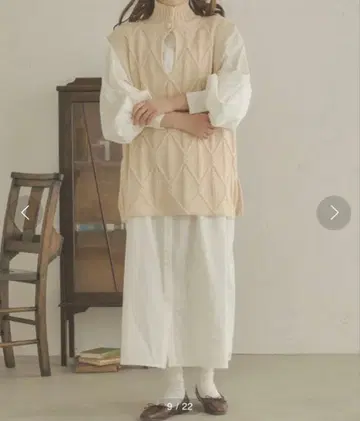 Ambre Neige 셔츠 원피스 니트 베스트 세트