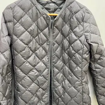 그레이 퀼팅 다운 코트