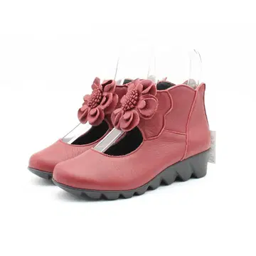 78 새상품 피즈린 천연 가죽 플라워 모티브 신발 (23cm 3E)