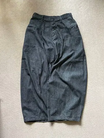 WISH FOR EVER 스트라이프 와이드 배기 커브 팬츠 M