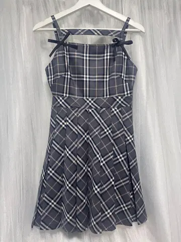 evelyn 체크 플리츠 OP 그레이