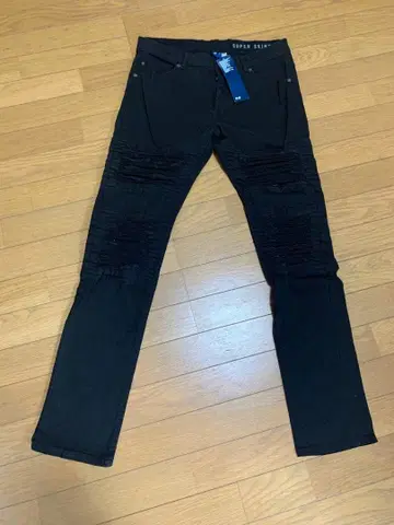 블랙 데님 팬츠 스키니 데미지 진 H&M