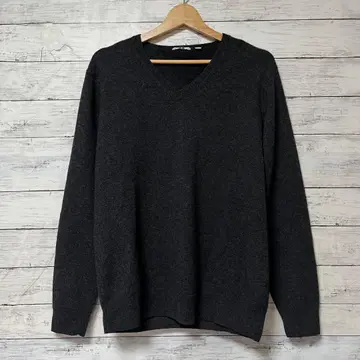 [ UNIQLO ] V넥 니트 스웨터 캐시미어 100% 다크 그레이