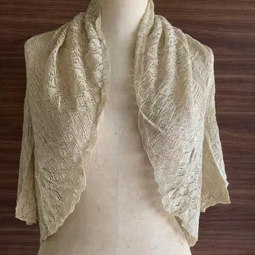 아이보리 골드 라메 레이스 숄
