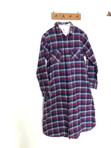 니코앤드 체크 무늬 롱 셔츠 원피스