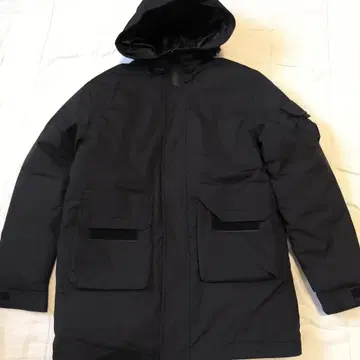 나일론 블랙 다운 자켓 후드 부착