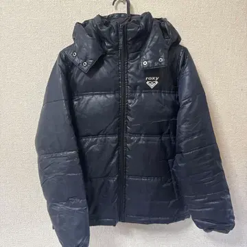 록시 블랙 다운 자켓 L 후드 부착