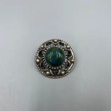 23 빈티지 그린 스톤 원형 브로치 컬러 스톤 포함