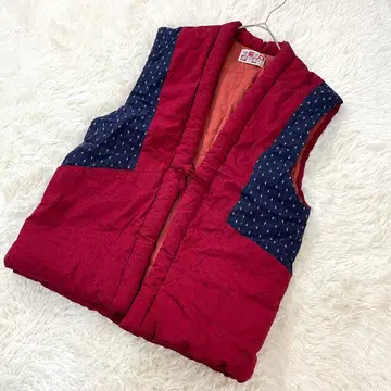 미야타 직물 민소매 한텐 베스트 일본제 빨간색 짱짱코 2259