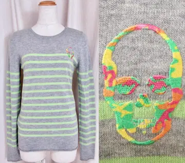 루시앙페라피네 / 캐시미어 100% 카모플라쥬 스컬 자수 니트