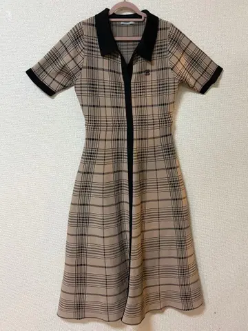 질 바이 질 스튜어트 빅 체크 니트 원피스