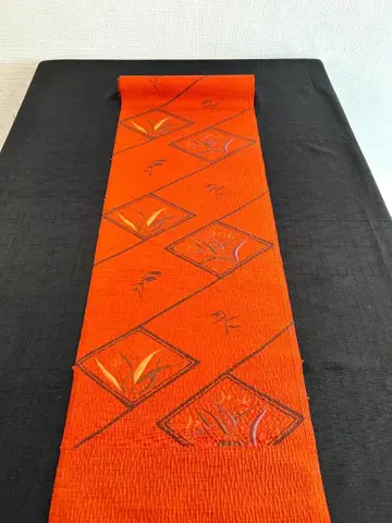 279cm! 옷감 순수 실크 수작업 후쿠로 오비 미사용 새상품 리메이크용