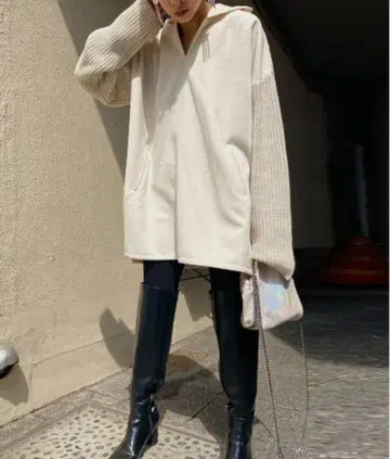 [ 미사용품 ] Ameri 빈티지 HOODED DOCKING KNIT