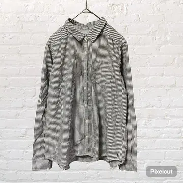 12098 로리즈팜 스트라이프 셔츠 블라우스 그레이 M 면 100%