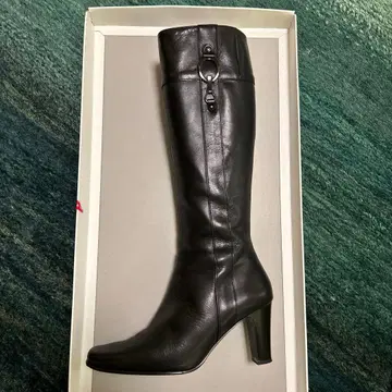 BARCLAY 블랙 가죽 롱 부츠 24cm