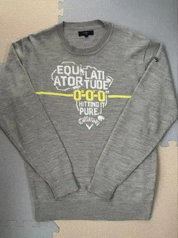 캘러웨이 골프 울 혼방 로고 자수 크루넥 니트 그레이 L