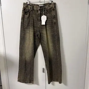 베이지 와이드 레그 데님