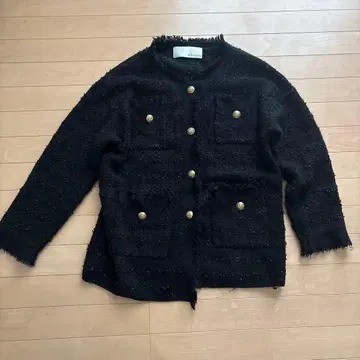 Whim Gazette 다크 네이비 트위드 가디건