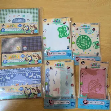 미사용 동물의 숲 제일복권 메모패드&디자인 타월 세트