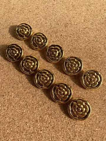 클레이서스 골드 버튼 10개 까멜리아 빈티지