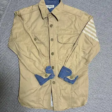 TOMMY 베이지 스트라이프 긴팔 셔츠 M