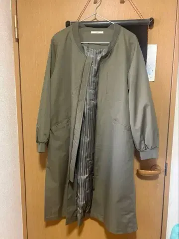 chez toi 올리브 그린 롱 코트 셰토와