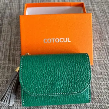 COTOCUL 그린 가죽 3단 폴더형 지갑