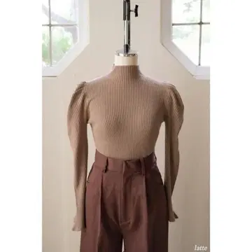 Her lip to volume sleeve rib knit top