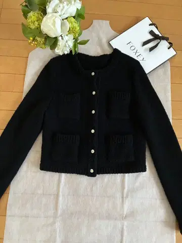 폭시 데이지린 니트 가디건 블랙 38