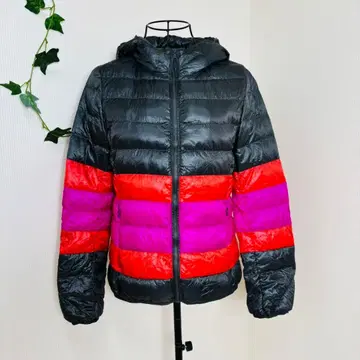 UNIQLO 울트라 라이트 다운 후드티 그레이 핑크 M