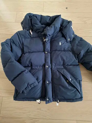 랄프 로렌 여성용 네이비 후드 부착 다운 자켓