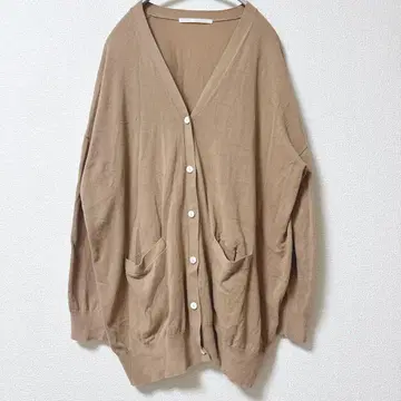 어반 리서치 가디건 베이지 V넥 긴팔 코튼 포켓 부착