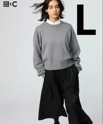 유니클로 C 스무스 코튼 크루넥 스웨터 그레이 L