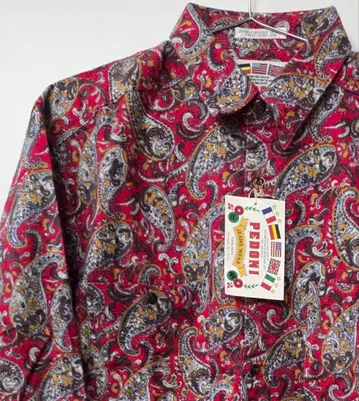 PEDONI 페도니 페이즐리 무늬 빨간색 긴팔 셔츠