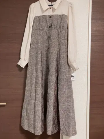 axes femme 체크 무늬 뷔스티에 절개 원피스 브라운