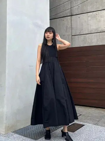 UN3D. 맥시 길이 원피스 아웃 심 리브 콤비 원피스
