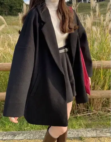 GRL 루즈 테일러드 코트 블랙 ze585