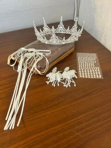 헤드 액세서리 양장 티아라 리본 펄 귀걸이 양장 세트