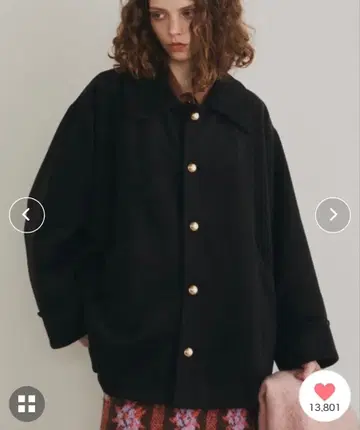 Unitage 금장 버튼 미들 코트 블랙 프리 사이즈