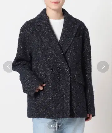 FRAMeWORK 실크 혼방 헤링본 트위드 자켓 38