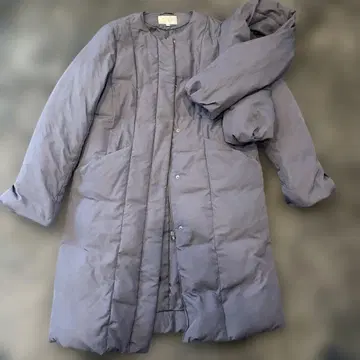 PECA 다운 코트 롱다운 퍼플 경량다운 노카라 13