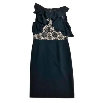 꽃무늬 레이스 자수 프릴 EPOCA 에포카 원피스 40 M 블랙 드레스